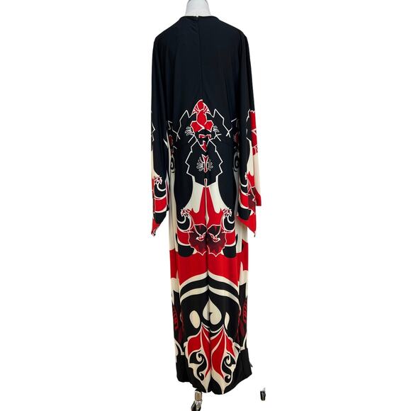 Ashley Stewart Romper Maxi Kimono Style Dress Printed Black - Picture 11 of 11